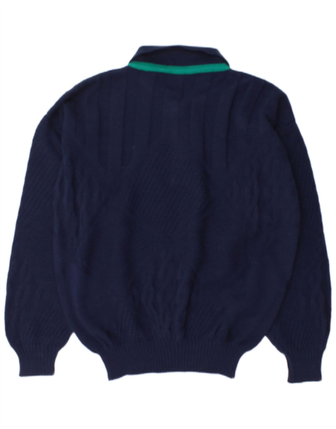 Vintage herre polo hals sweater stor marineblå uld