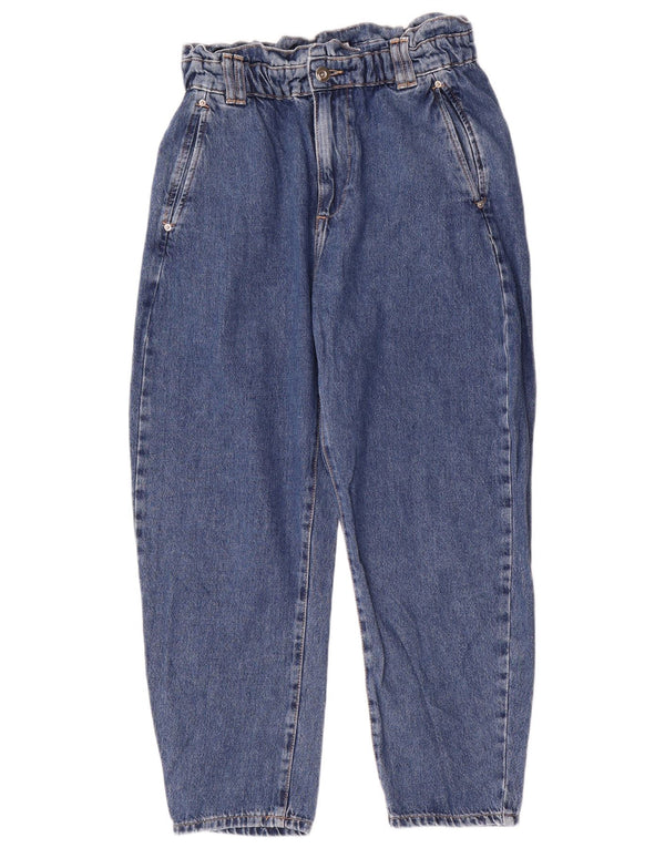 Zara Womens High Waist Cropped Jeans EU 38 Small W28 L25 Blue Cotton