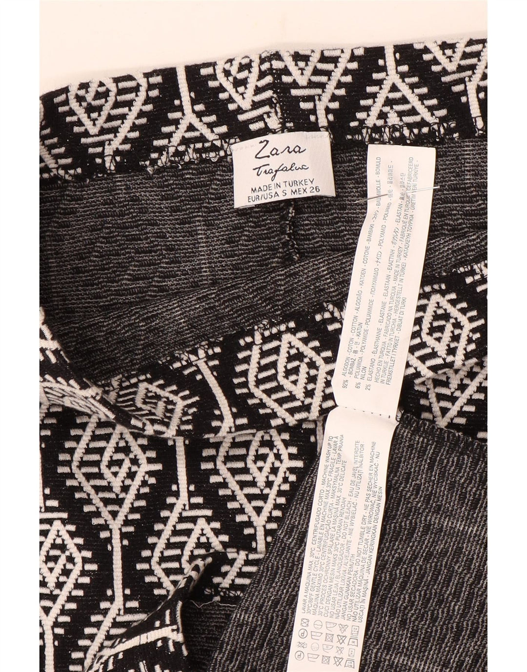 Zara lige nederdel til kvinder Small W26 Sort Ikat bomuld