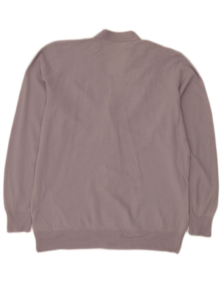 Jaeger Dame Cardigan Sweater UK 14 Medium Purple Lammeuld