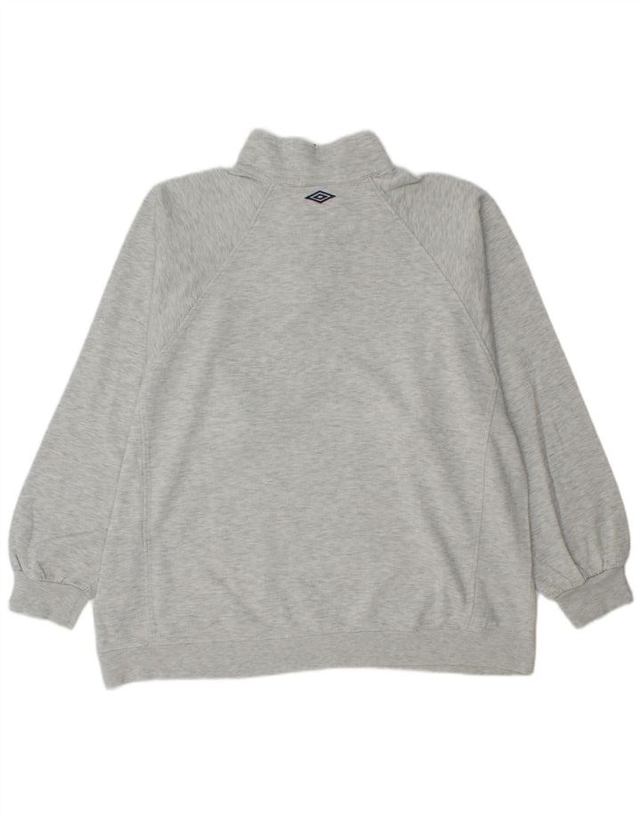 Umbro Herre Grafisk Zip Neck Sweatshirt Jumper Large Grå Flecked Bomuld