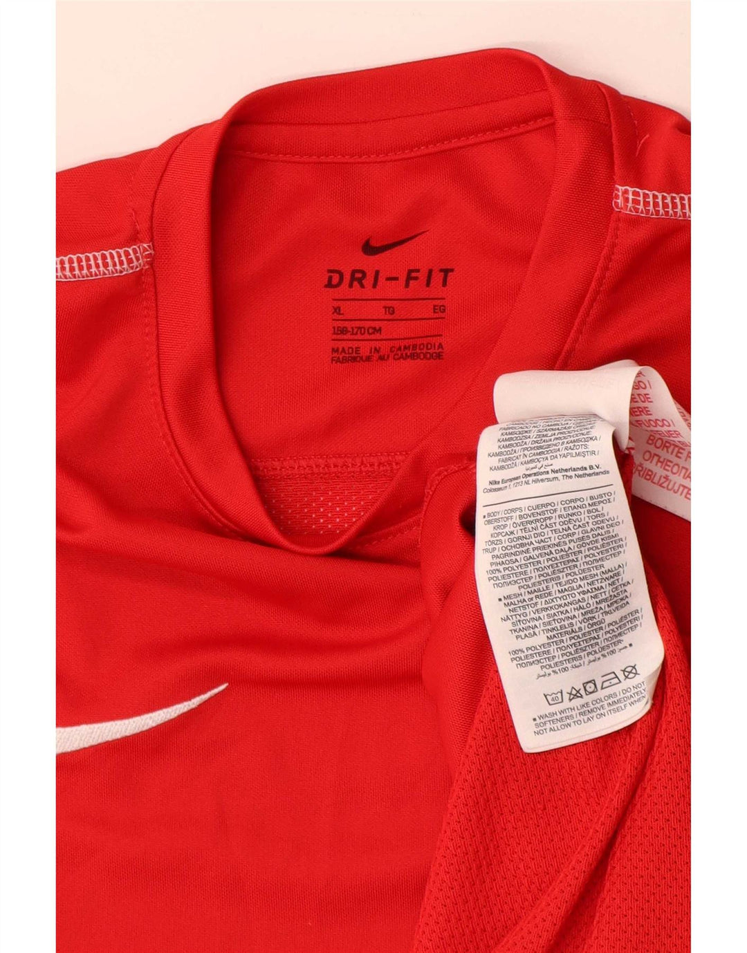 Nike Boys Dri Fit T-Shirt Top 13-14 år XL Rød Polyester