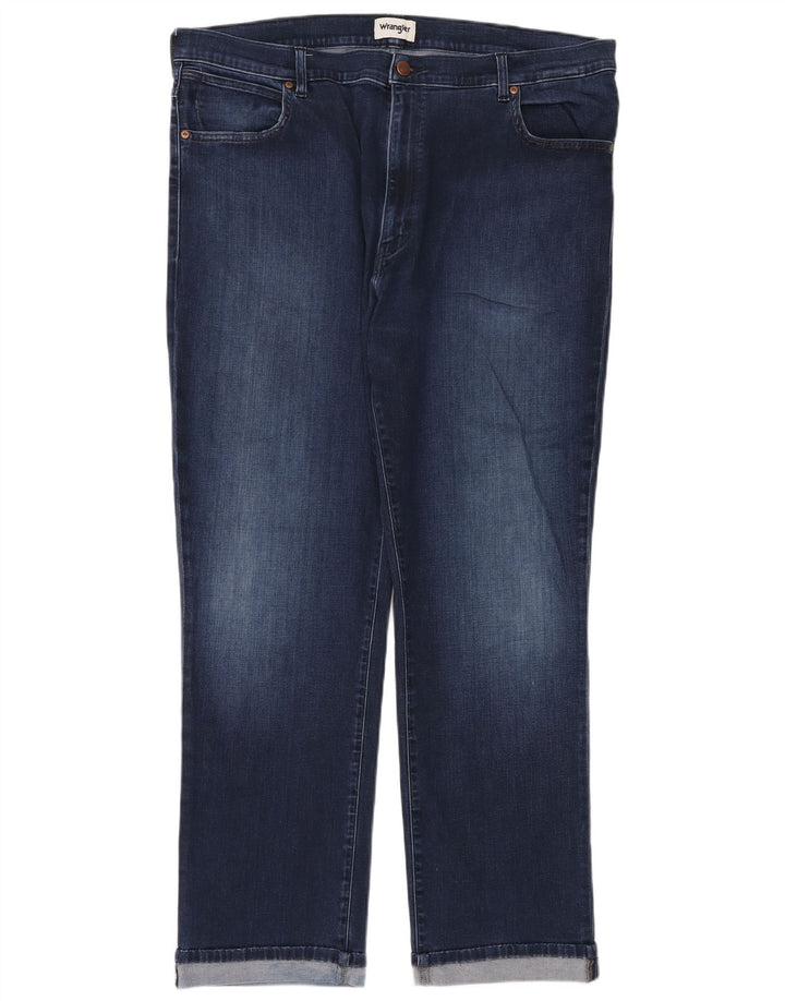 Wrangler Herre Texas Straight Jeans W44 L32 Marineblå Bomuld