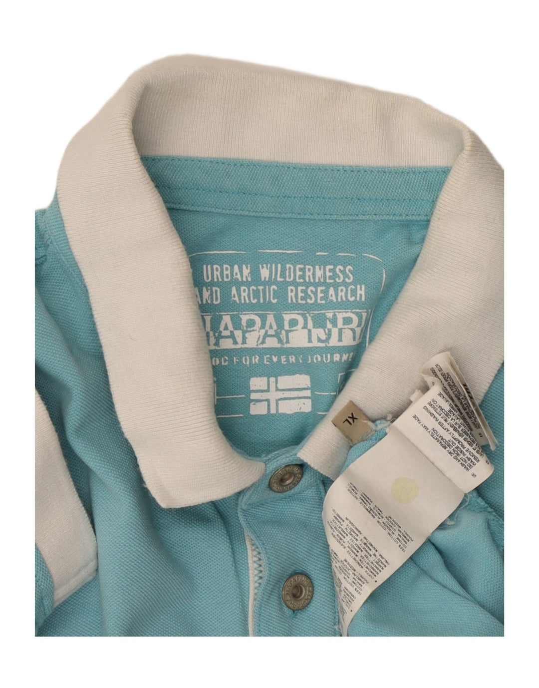 NAPAPIJRI Poloskjorte til mænd XL Blå Colourblock Bomuld