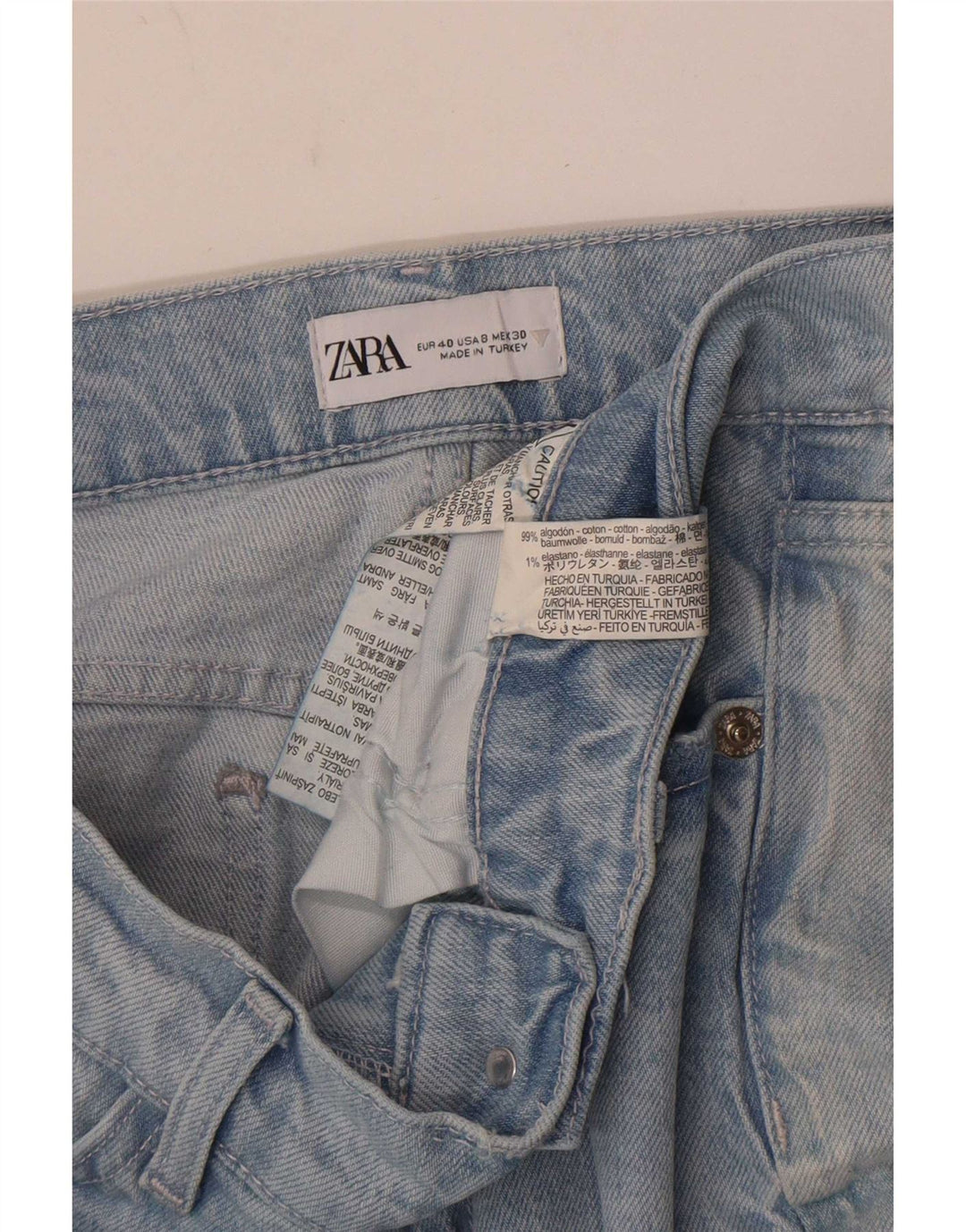 Zara Dame Straight Jeans EU 40 Medium W30 L30 Blå Bomuld