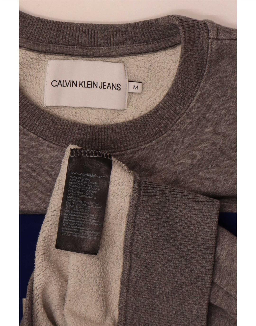 Calvin Klein Jeans Dame Grafisk Sweatshirt Jumper UK 14 Medium Grey