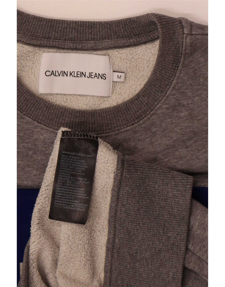 Calvin Klein Jeans Dame Grafisk Sweatshirt Jumper UK 14 Medium Grey