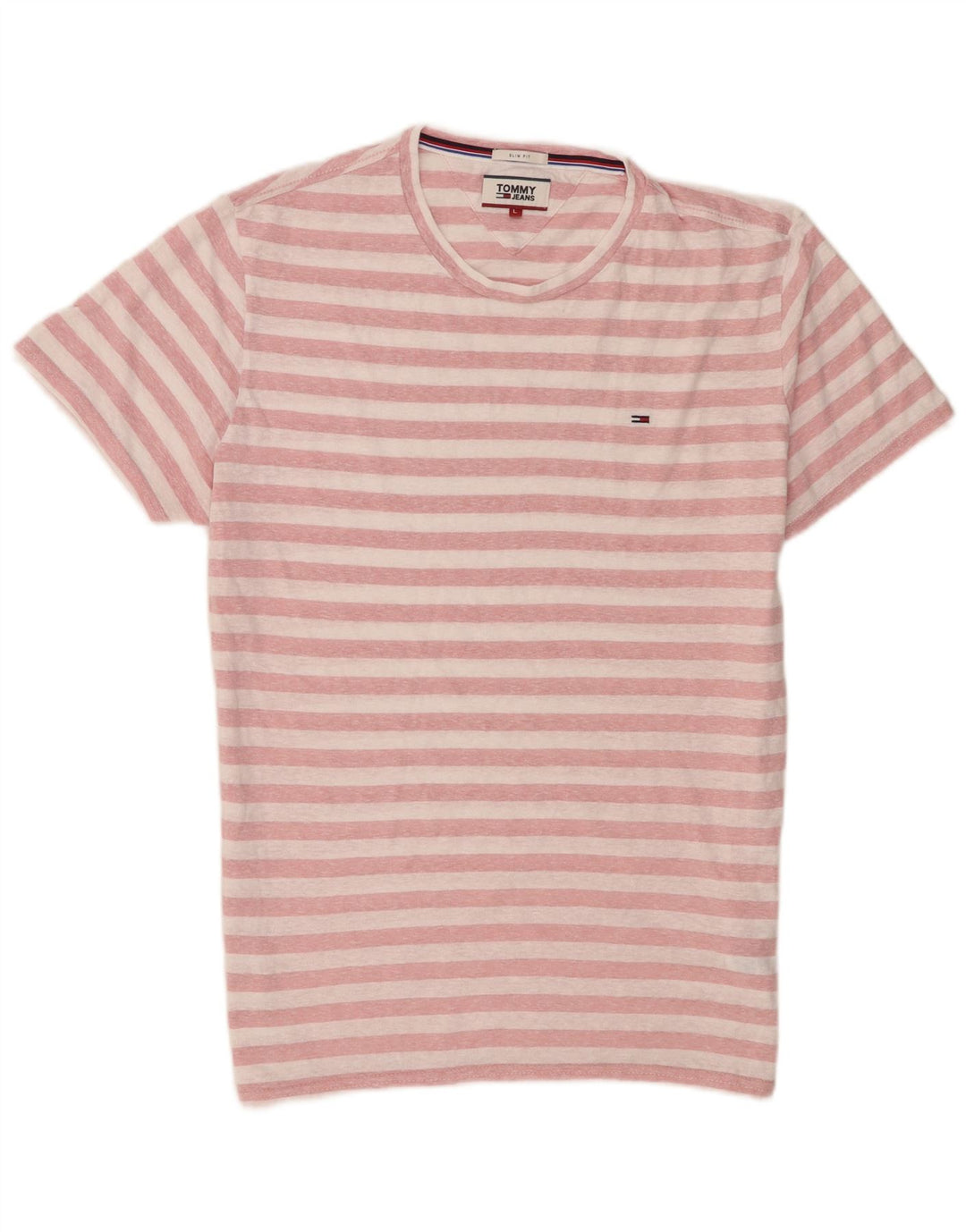 Tommy Hilfiger Herre T-Shirt Top Stor Pink Stribet Polyester