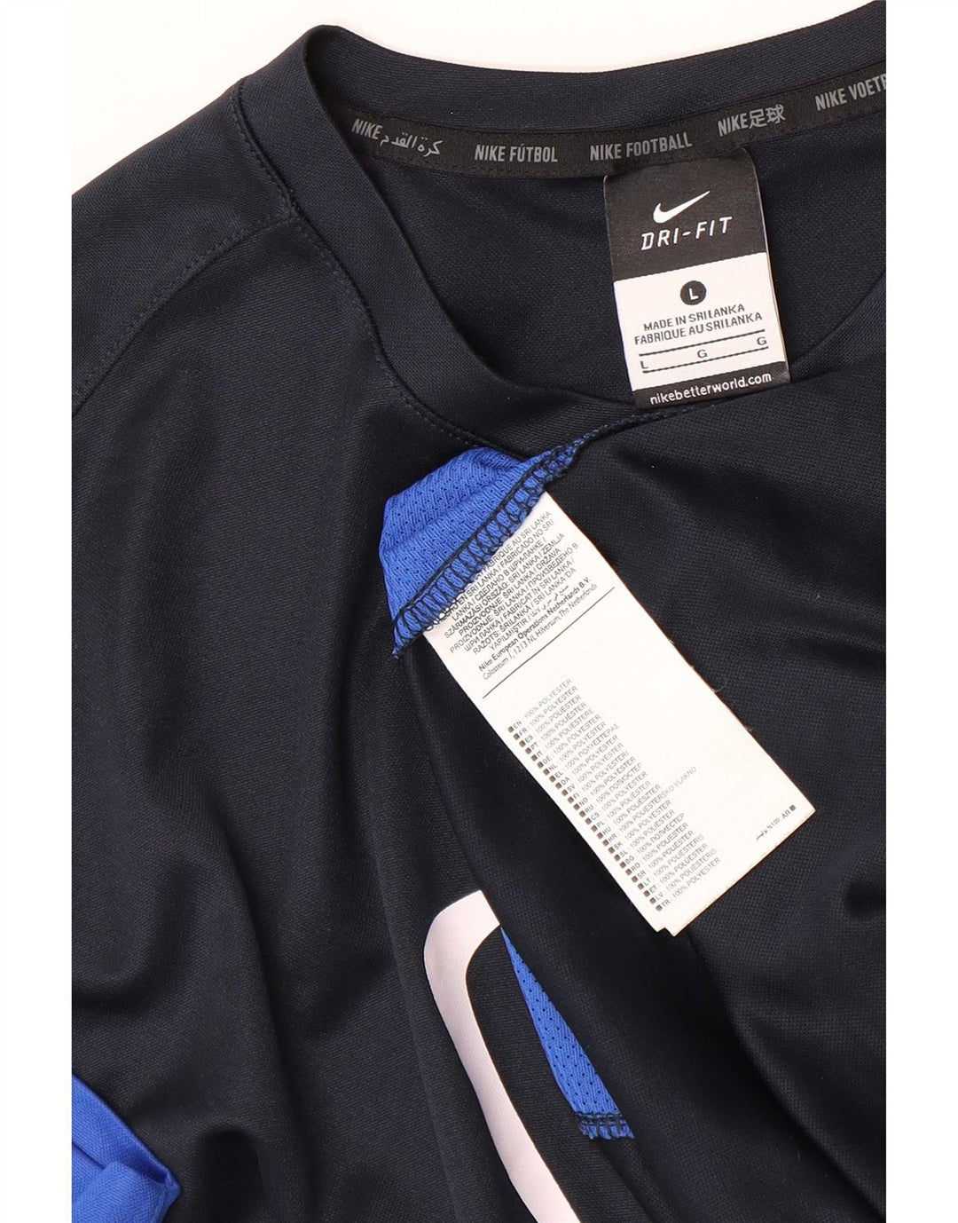 Nike Herre Dri Fit grafisk T-shirt Top Stor Marineblå Colourblock Polyester