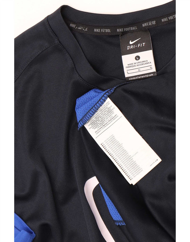 Nike Herre Dri Fit grafisk T-shirt Top Stor Marineblå Colourblock Polyester