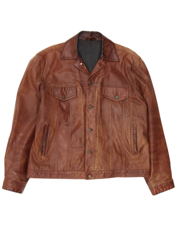 Angelo Litrico Herre By C&A Bomber Læderjakke UK 42 XL Brun