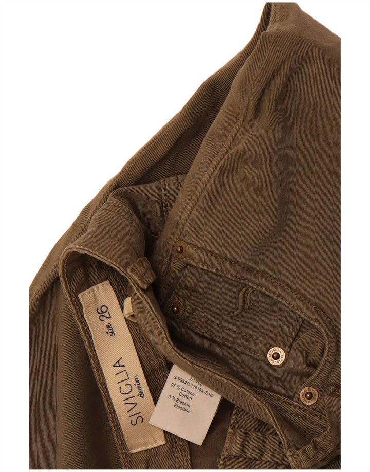 SIVIGLIA Womens Slim Jeans W26 L32 Khaki Cotton