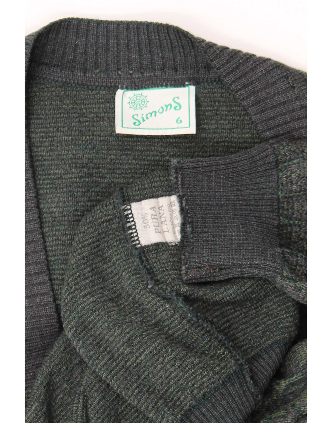 Vintage herre cardigan sweater Stor grøn geometrisk uld