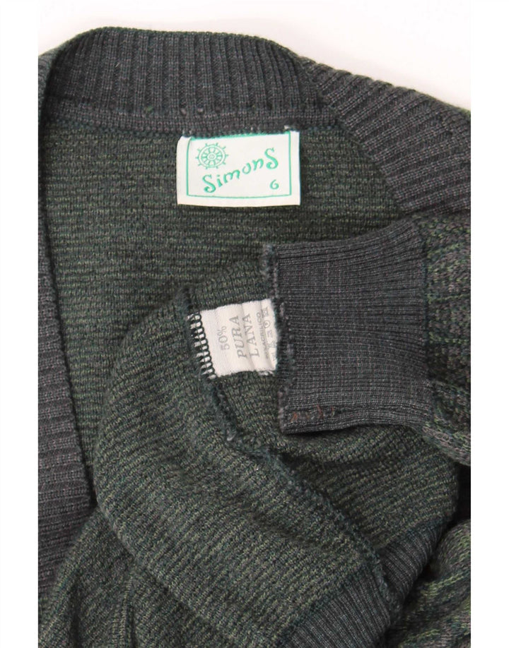 Vintage herre cardigan sweater Stor grøn geometrisk uld