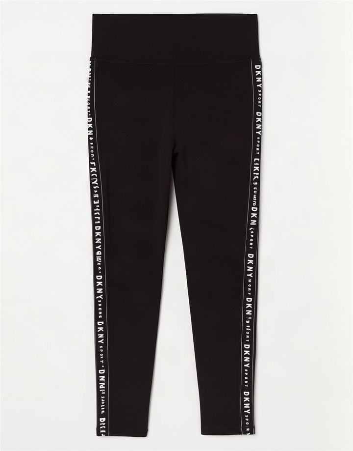 Dkny Dame Grafiske Leggings UK 14 Medium Sort Bomuld