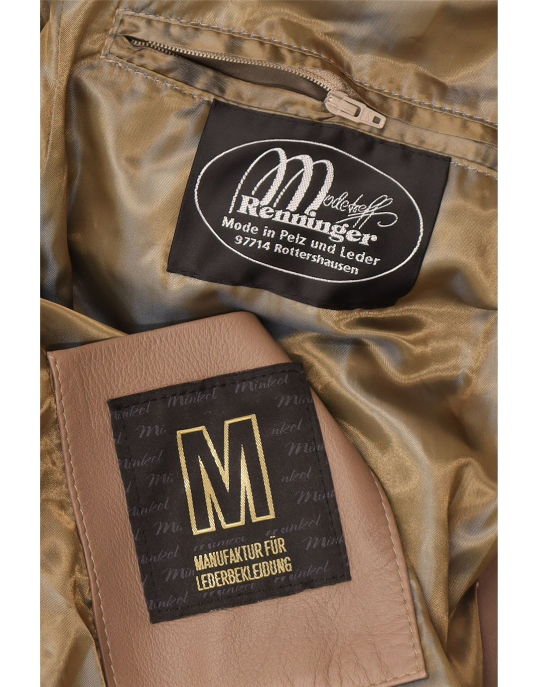 VINTAGE Dame ruskindsjakke UK 10 Small Beige Læder