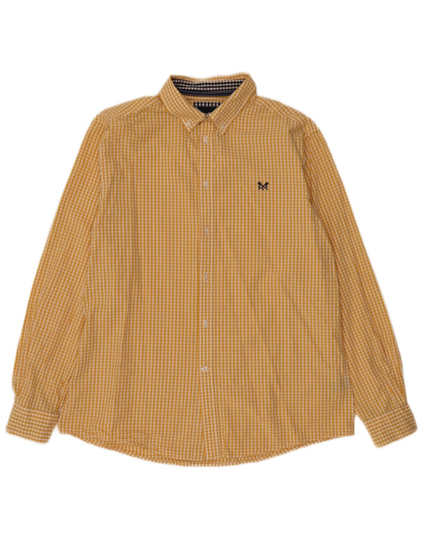 Crew Clothing Herre Classic Fit Shirt Large Yellow Gingham Cotton