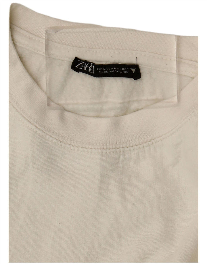 Zara Womens Crop Sweatshirt Jumper UK 14 Medium White
