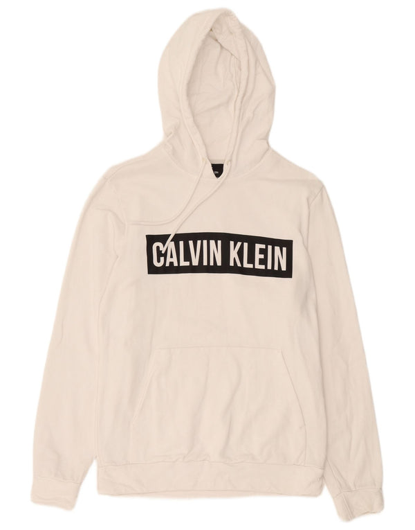 Calvin Klein Herre grafisk hættetrøje Jumper Medium White Colourblock Bomuld