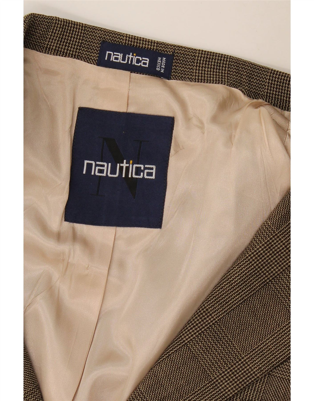 Nautica Herre 3-knaps blazerjakke UK 40 Stor brun ternet