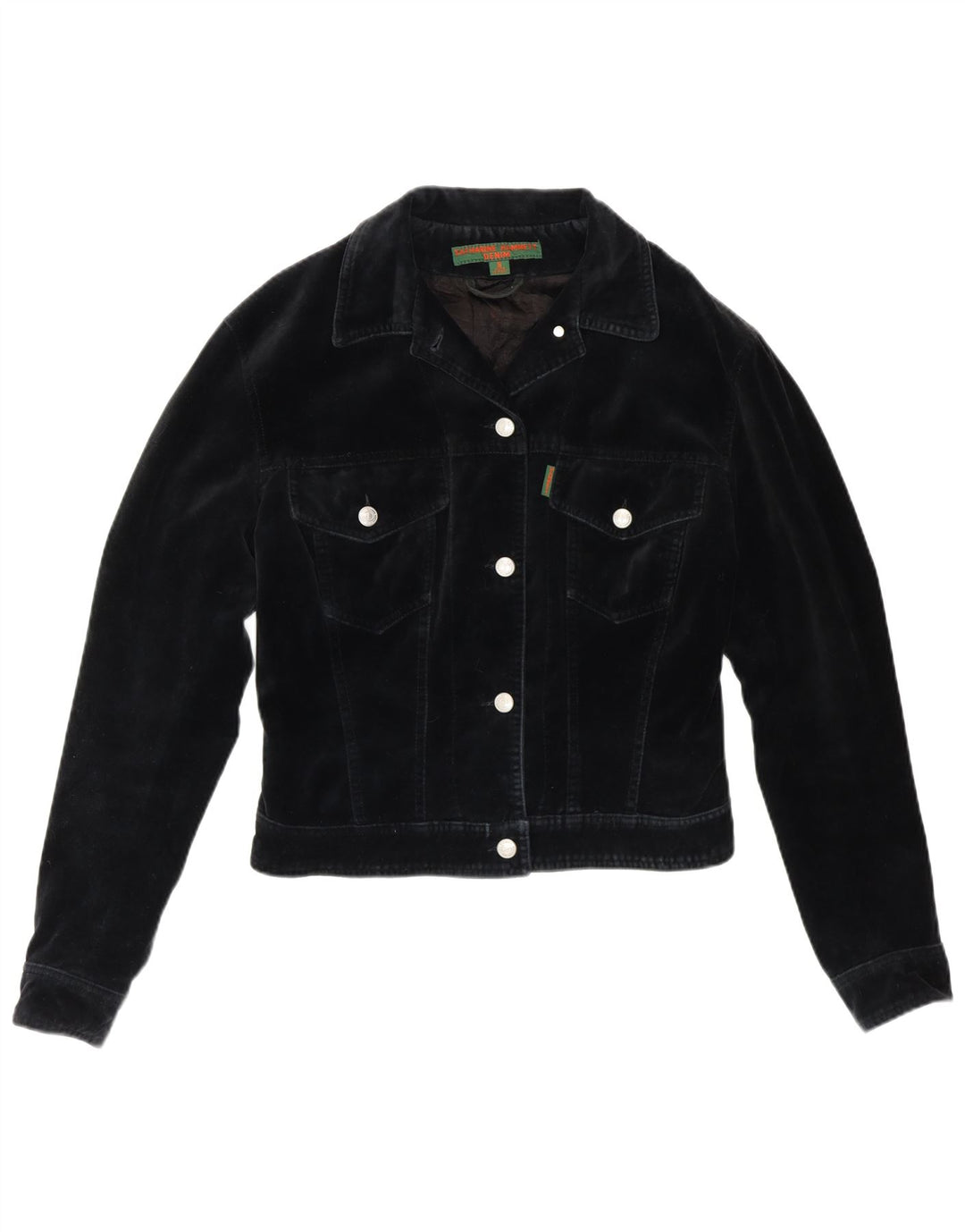 Katharine Hammett Dame Crop Bomber Jacket UK 8 Small Navy Blue Cotton