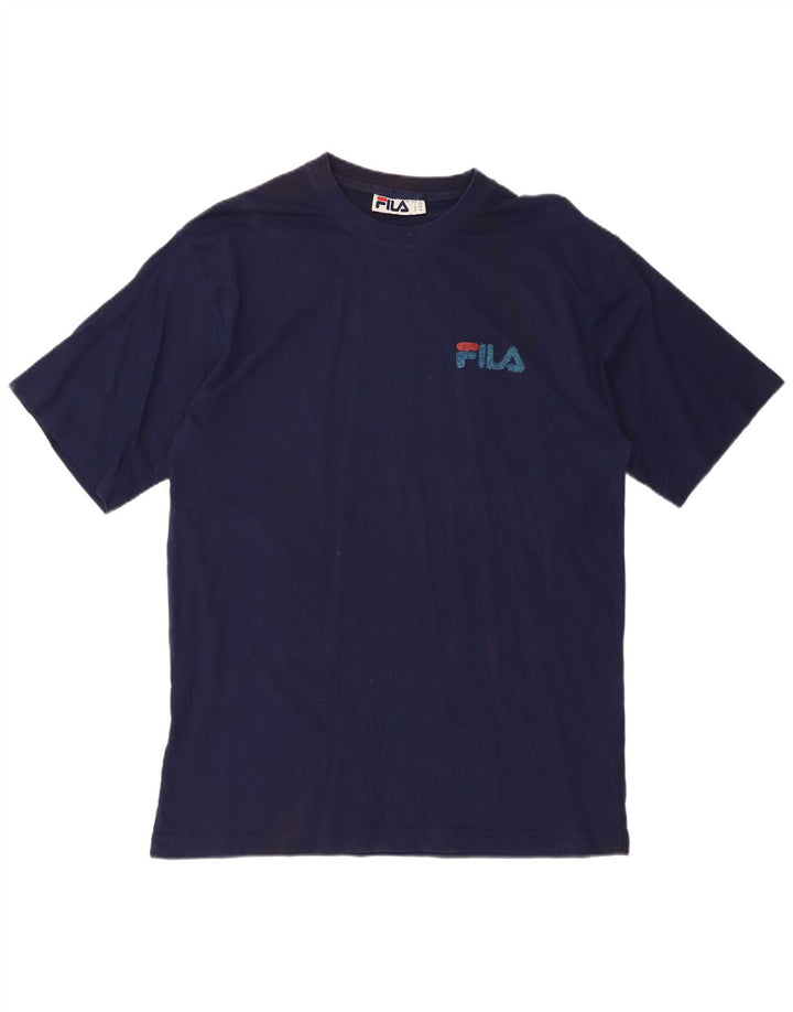 FILA Herre grafisk T-shirt Top Medium Marineblå Bomuld