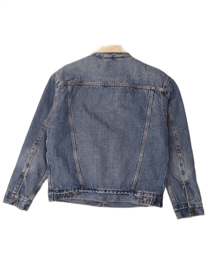 Levi's Dame Oversized Denim Sherpa Jacket UK 10 Small Blue Cotton