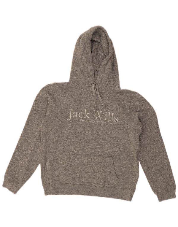 Jack Wills Grafisk hættetrøje til kvinder UK 12 Medium Grey Flecked Bomuld