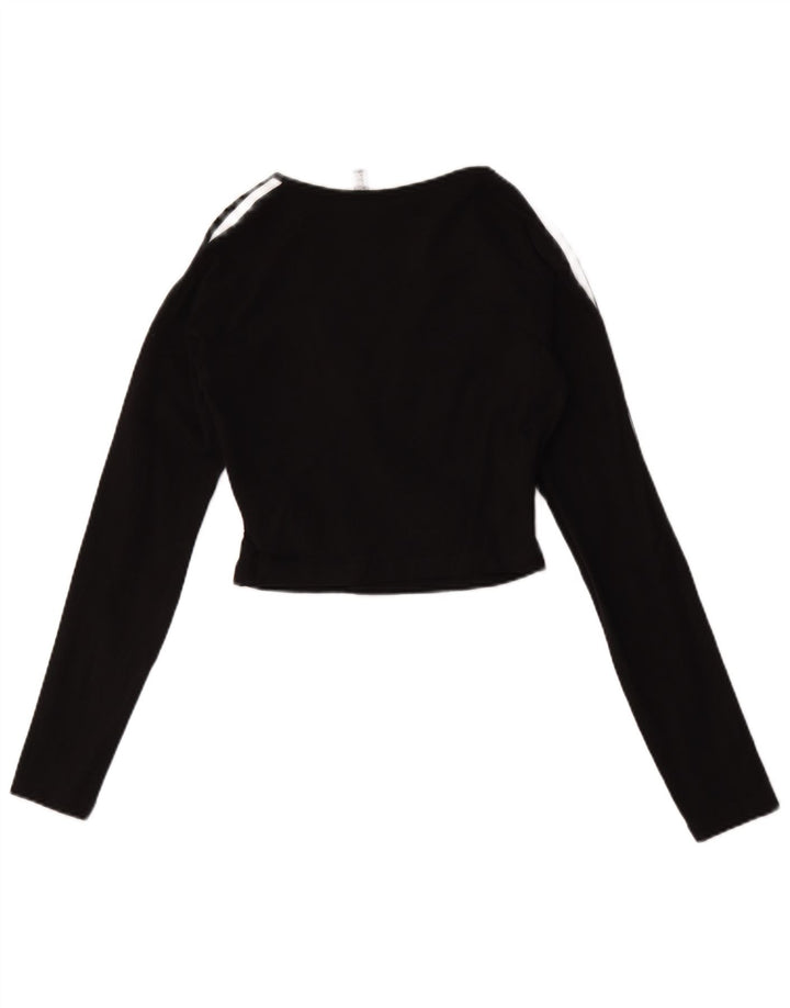Adidas Dame Crop Top Langærmet UK 12 Medium Sort Bomuld