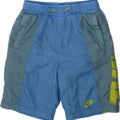 NIKE Boys Graphic Sport Shorts 10-11 Years Medium Blue Colourblock Vintage Nike and Second-Hand Nike from Messina Hembry 