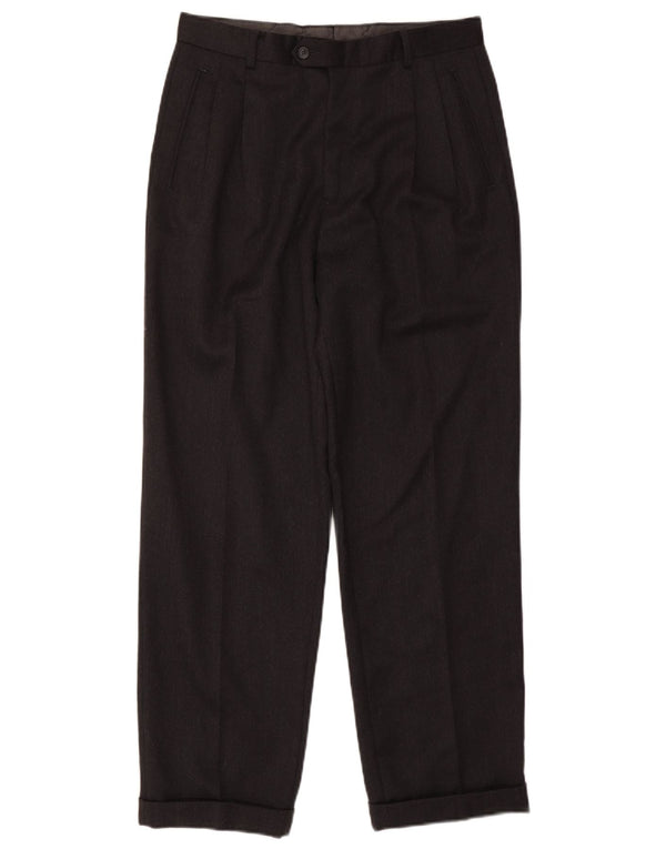 COMERO Herre Pegged Suit Bukser IT 48 Medium W30 L30 Sort Uld