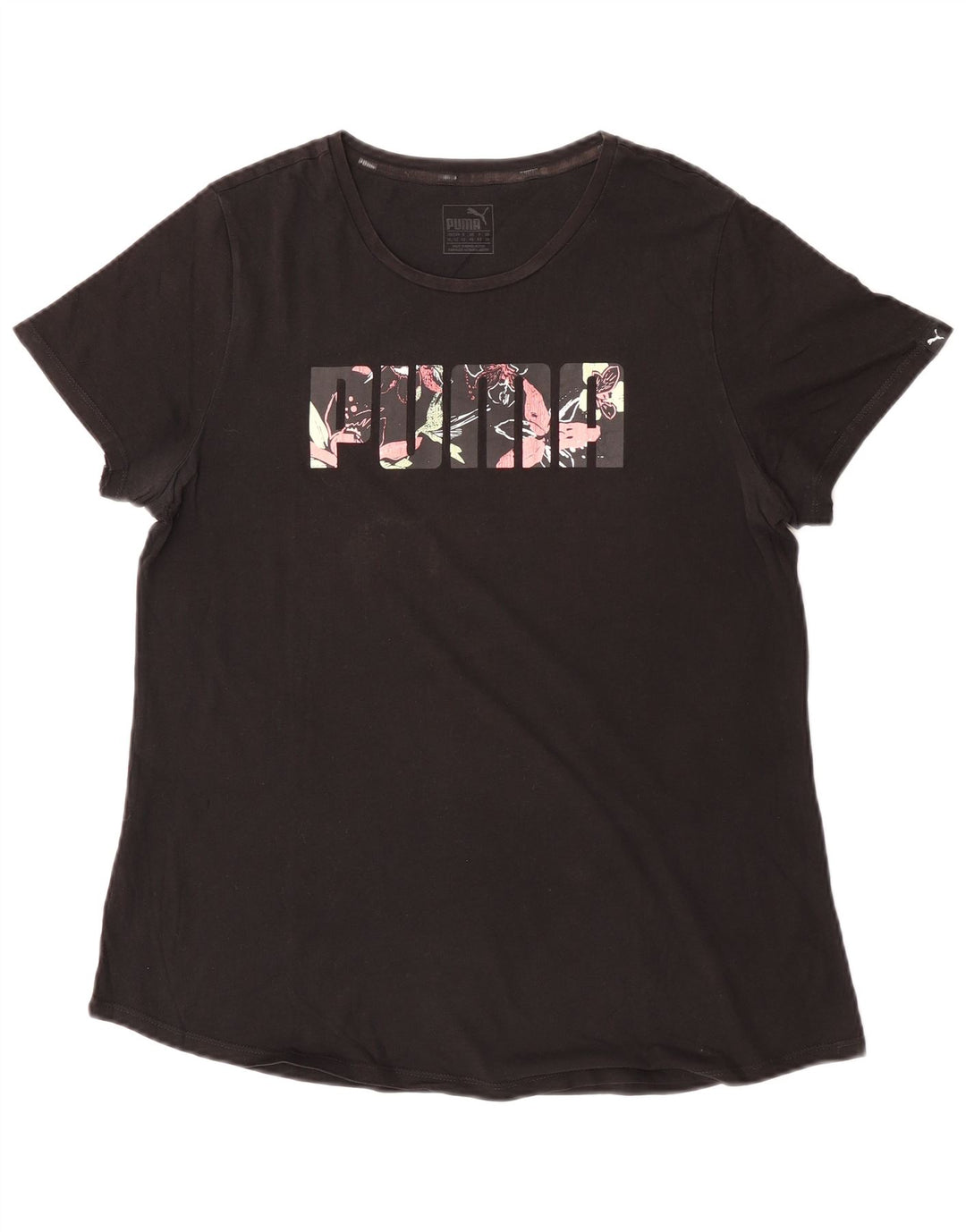 Puma Grafisk T-Shirt Top til kvinder DK 16 Stor Sort