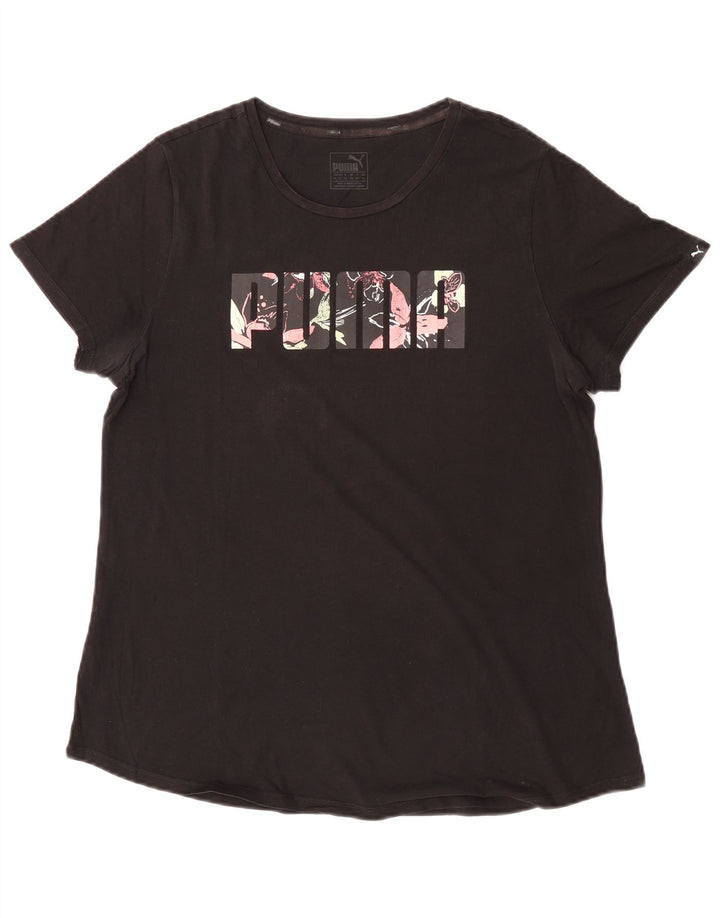 Puma Grafisk T-Shirt Top til kvinder DK 16 Stor Sort