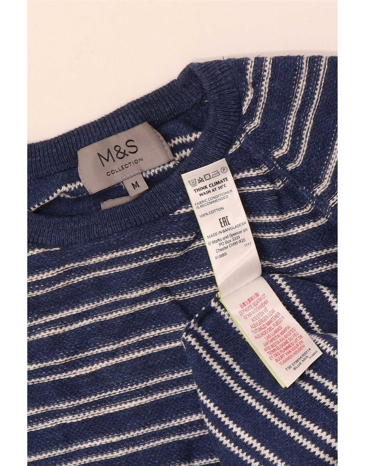 Marks & Spencer Herre sweater med rund hals, medium marineblå stribet