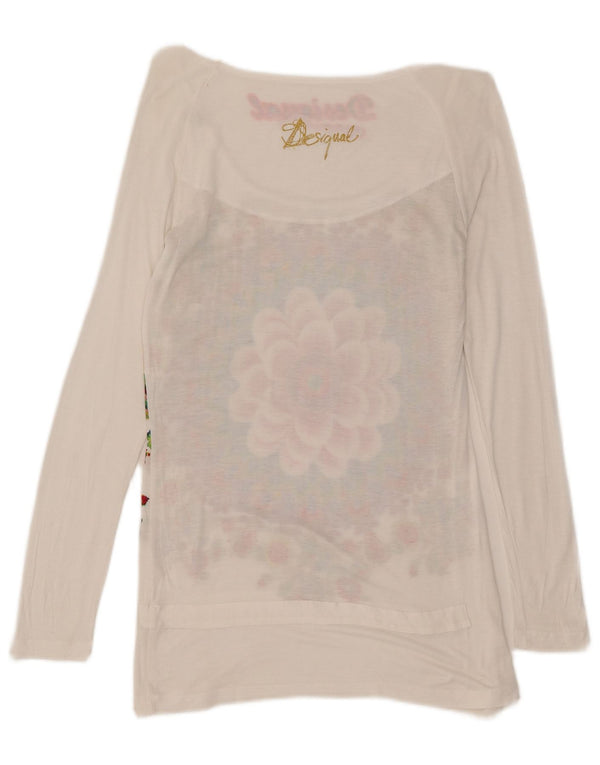 Desigual Dame Grafisk Top Langærmet UK 12 Medium White Floral