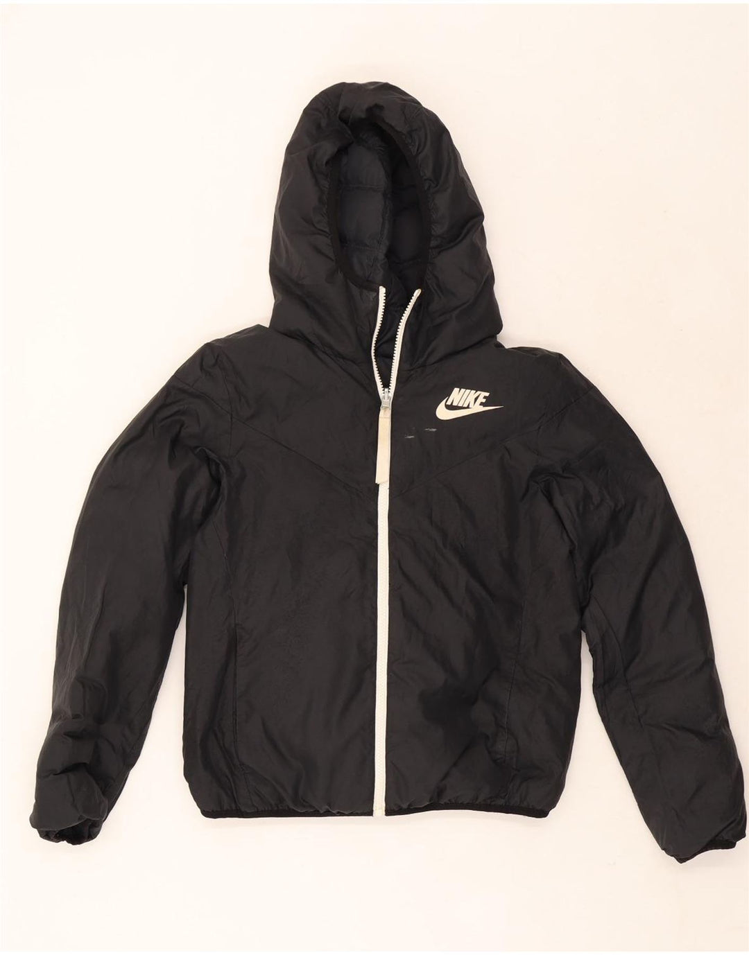 Nike Dame Oversized Hætte Vendbar Polstret Jakke UK 6 XS Sort