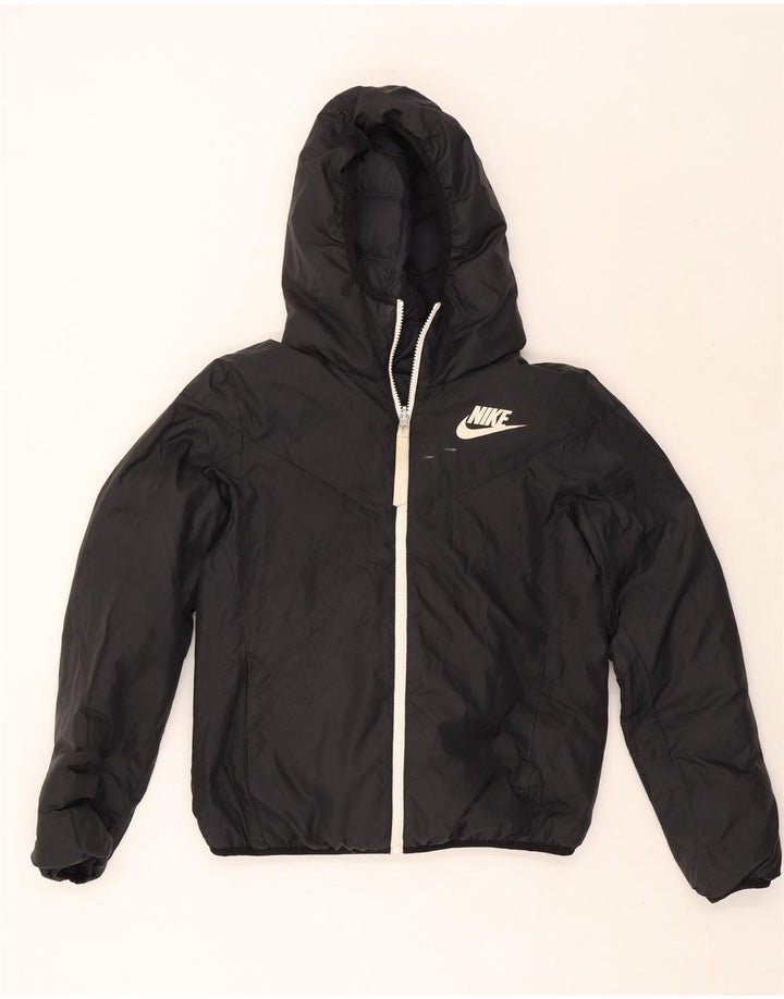 Nike Dame Oversized Hætte Vendbar Polstret Jakke UK 6 XS Sort