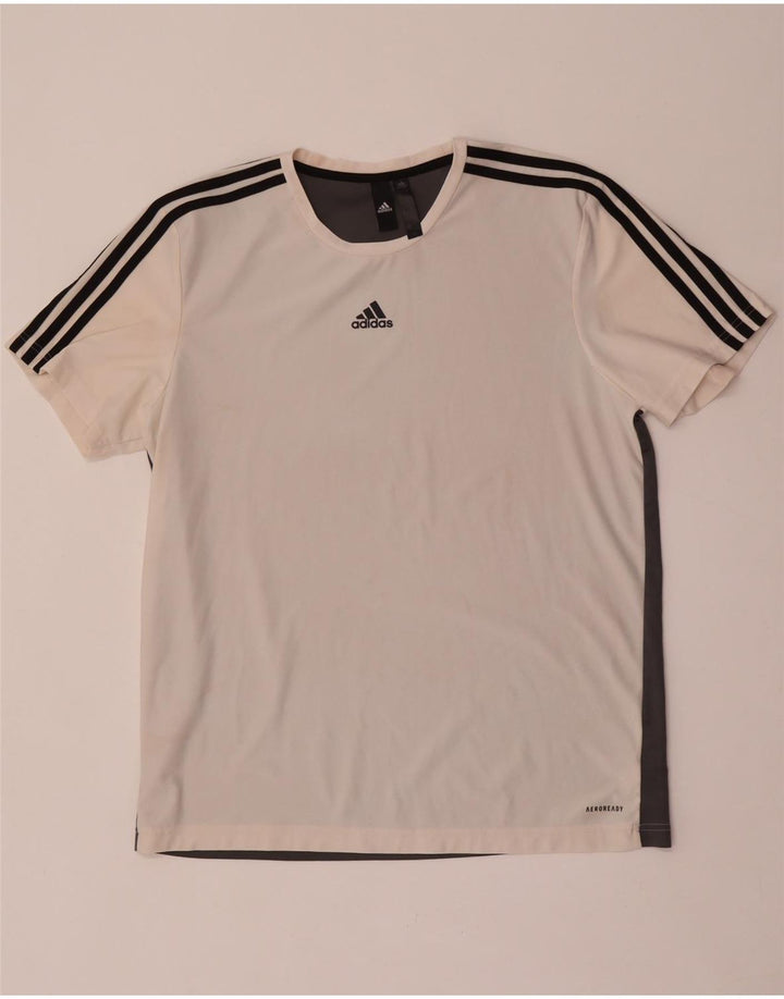 Adidas Herre Aeroready T-Shirt Top Stor hvid Colourblock Polyester