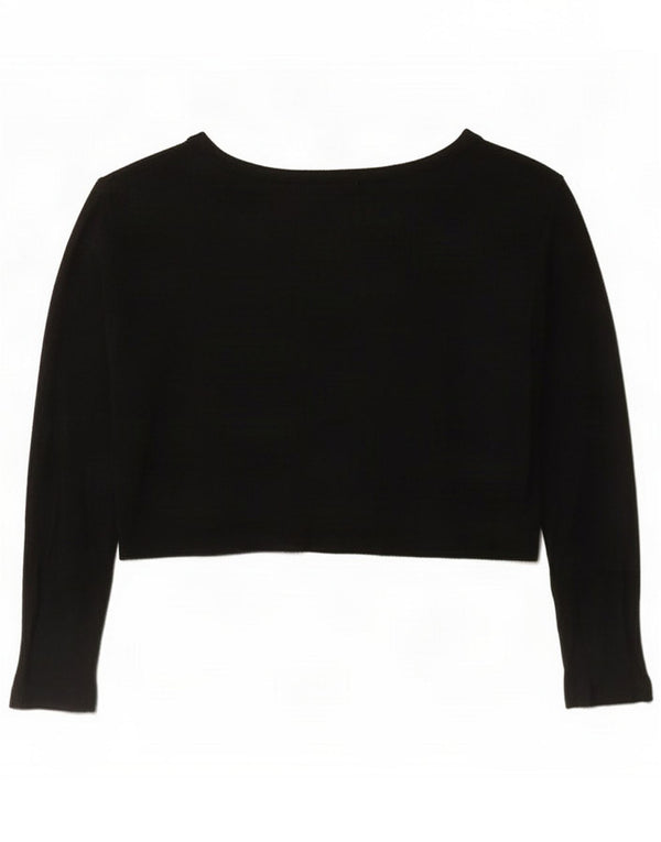 Zara Womens Crop Cardigan Sweater UK 14 Medium Black Viscose