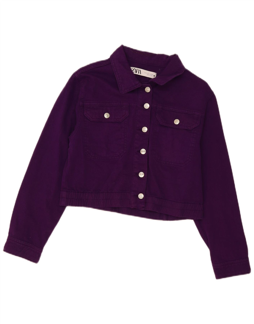 Zara Dame Crop Denim Jacket UK 10 Small Purple