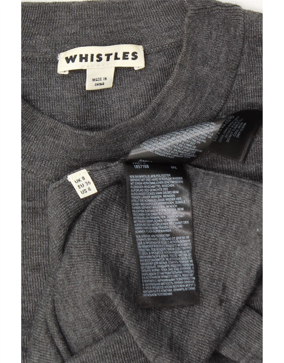 Whistles Dame Off Shoulder Jumper Sweater UK 8 Small Grey