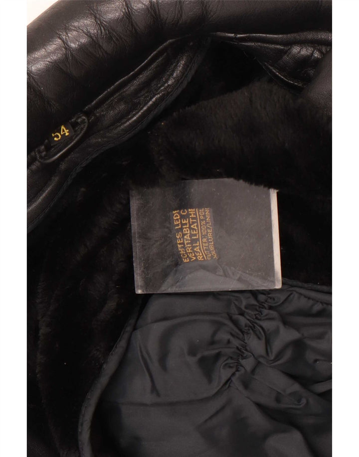 Vintage Herre Læder Gilet UK 38 Medium Sort Læder