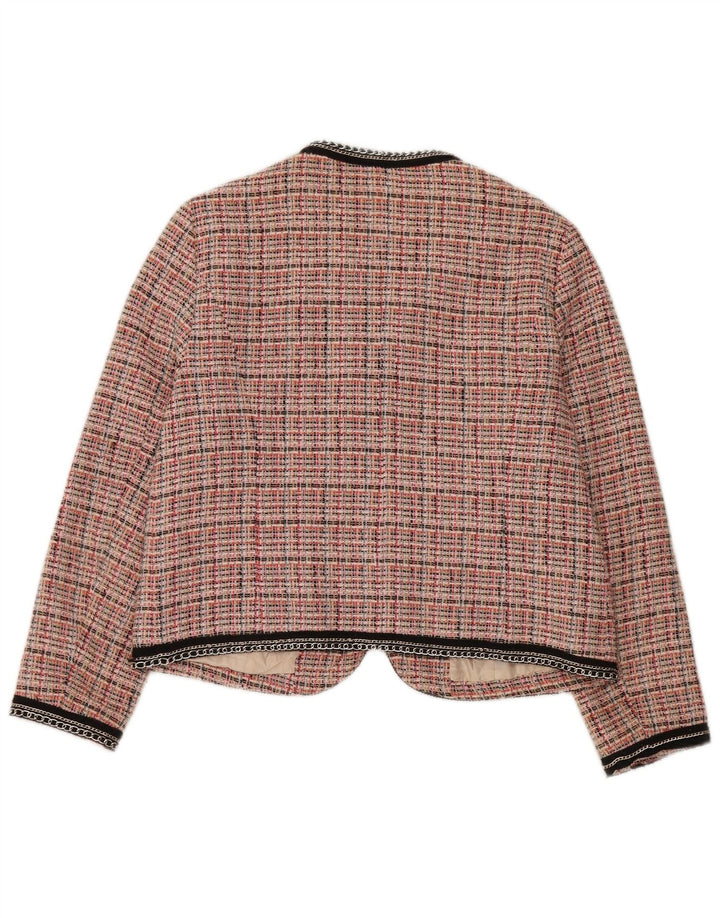 Zara Dame Blazer Jacket UK 18 XL Pink ternet bomuld