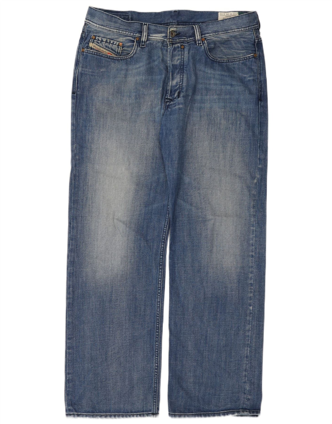 DIESEL Herre Quratt Straight Jeans W36 L32 Blå Bomuld