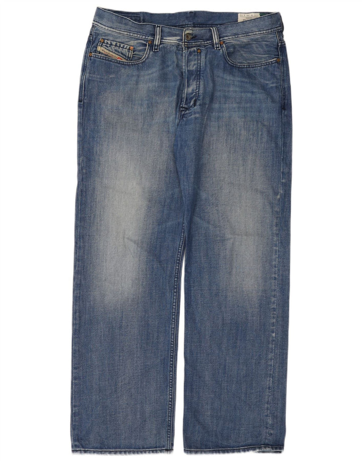 DIESEL Herre Quratt Straight Jeans W36 L32 Blå Bomuld
