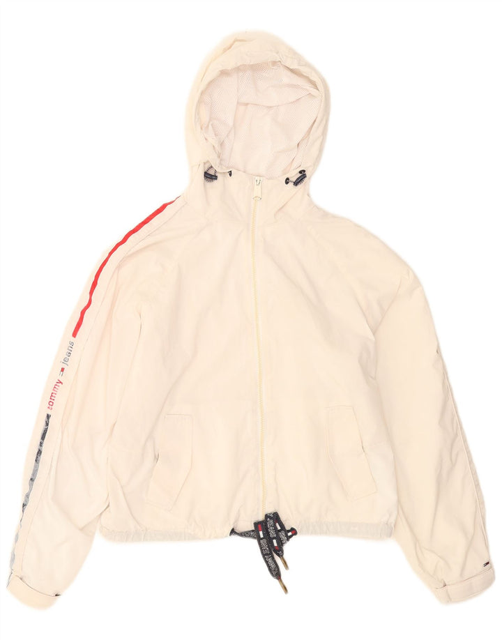Tommy Hilfiger Kvinder Oversized grafisk regnjakke UK 6 XS Hvid