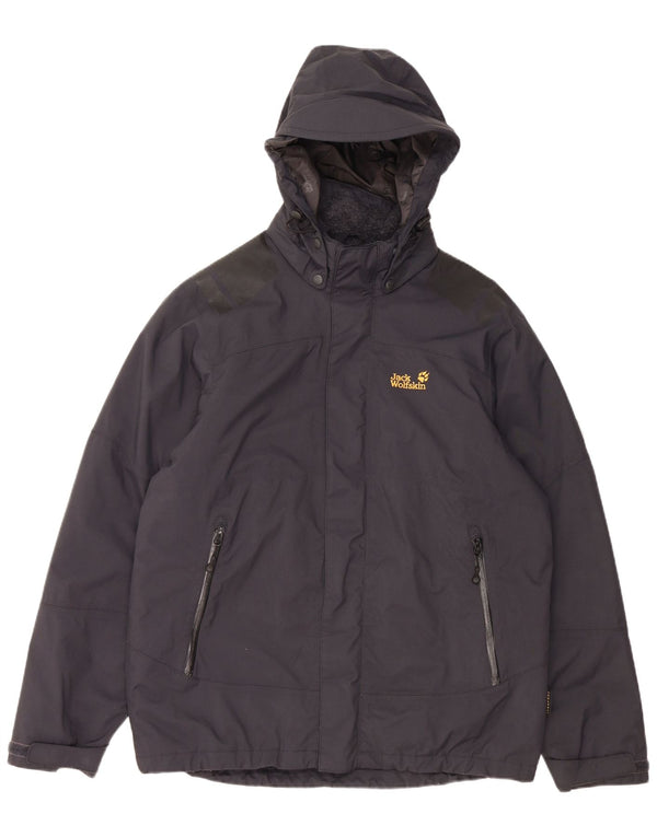 JACK WOLFSKIN Sherpa Windbreaker-jakke med hætte til mænd UK 40/42 Large Black