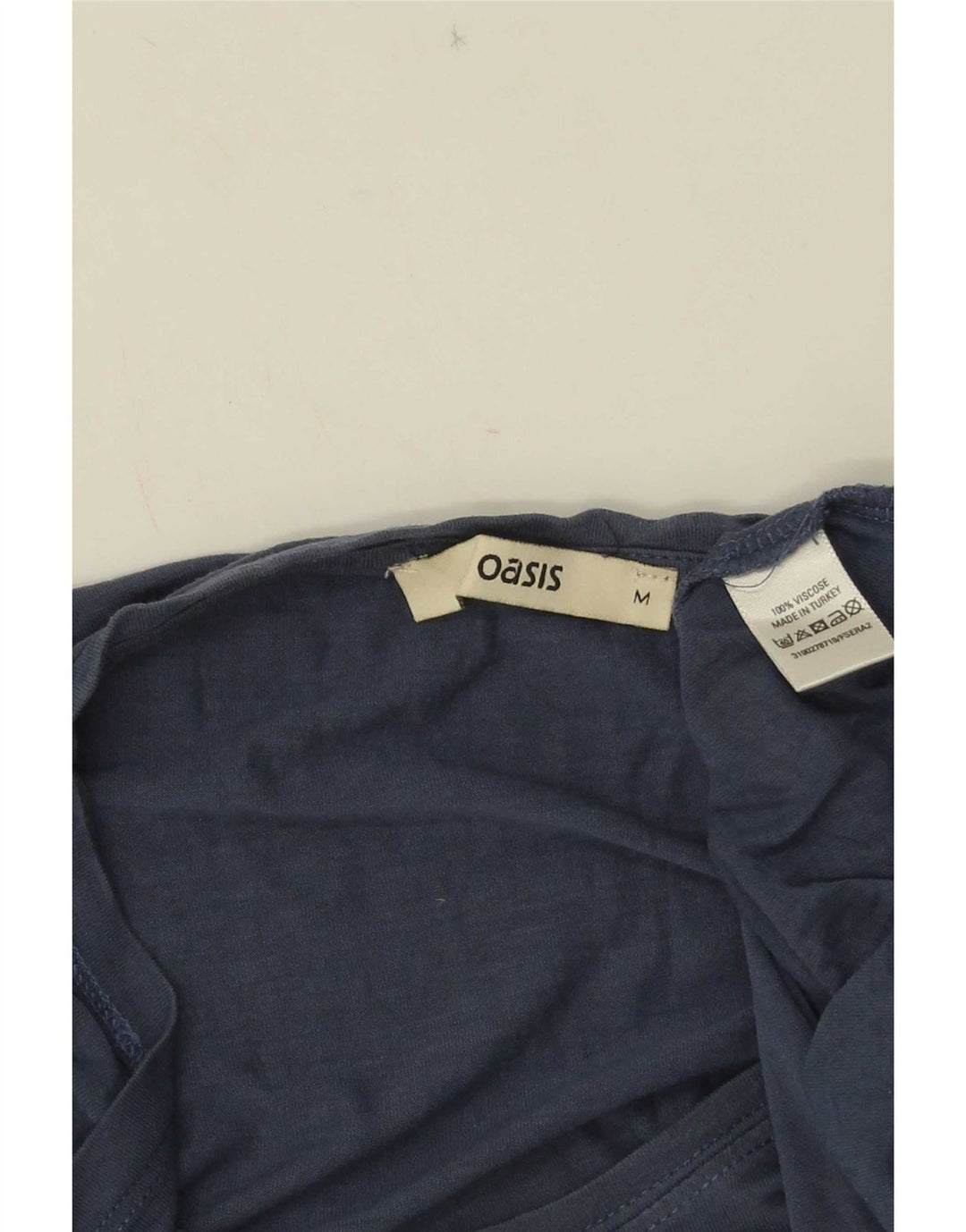 Oasis Dame T-Shirt Top UK 14 Medium Blue Viscose
