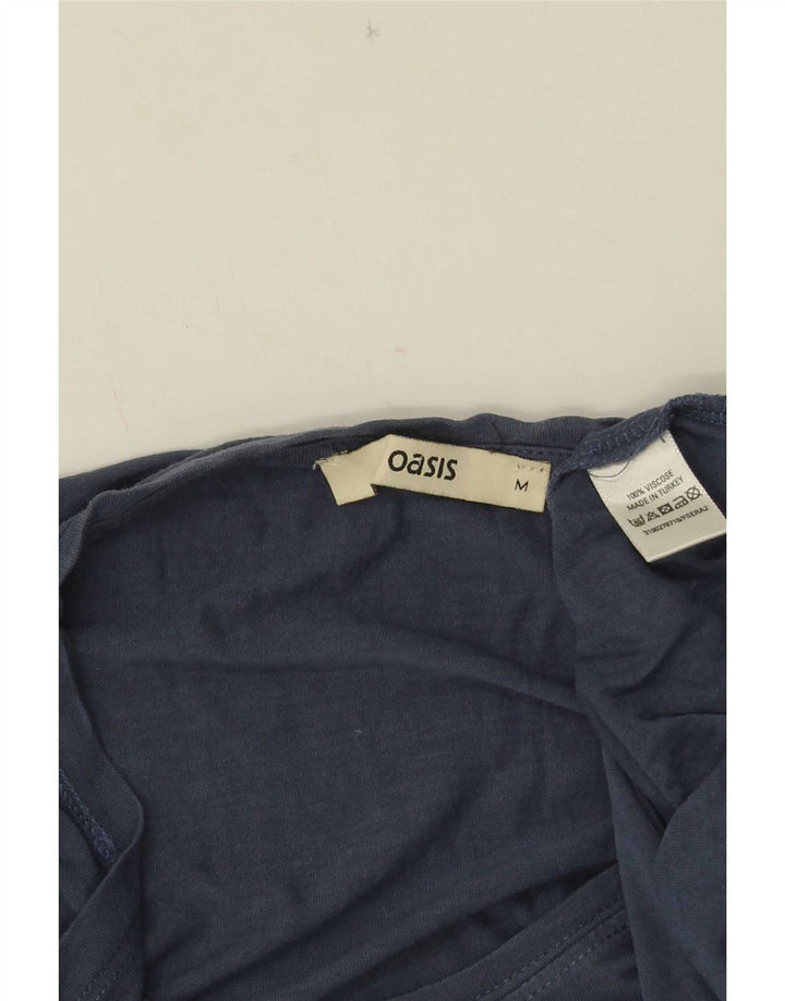 Oasis Dame T-Shirt Top UK 14 Medium Blue Viscose