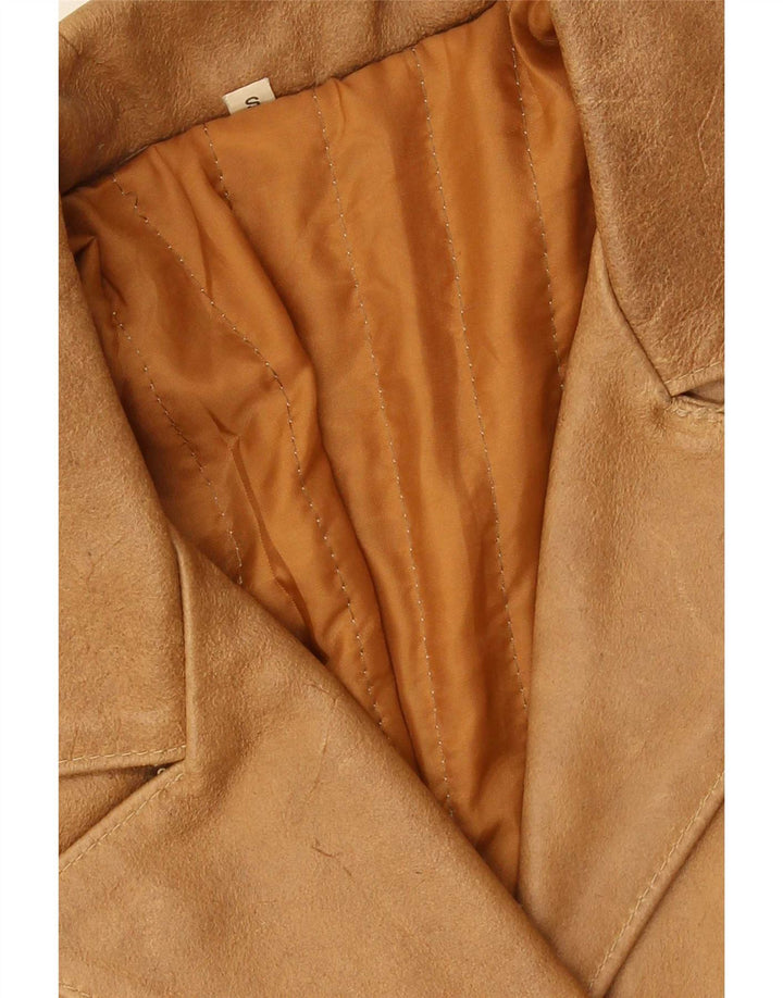 Vintage læderfrakke til kvinder UK 10 Small Beige
